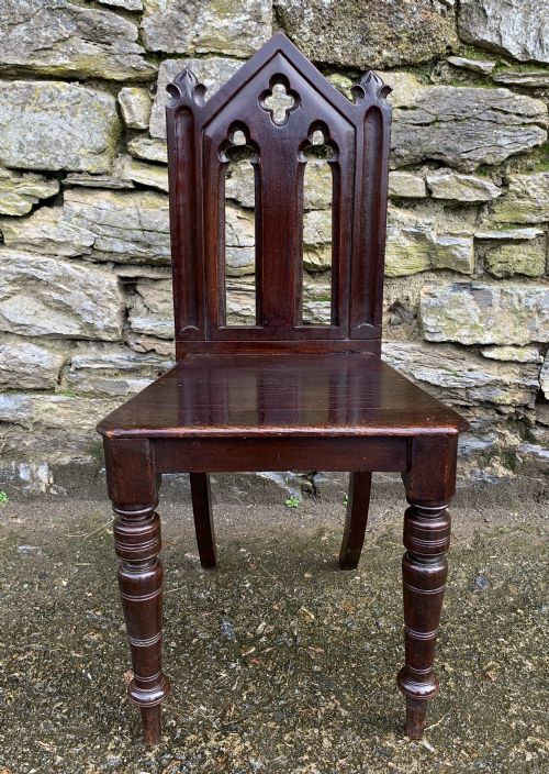 fig 1. Antique Gothic Oak Hall Chair