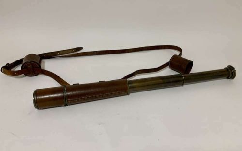 Antique Britannic Leather Clad Telescope