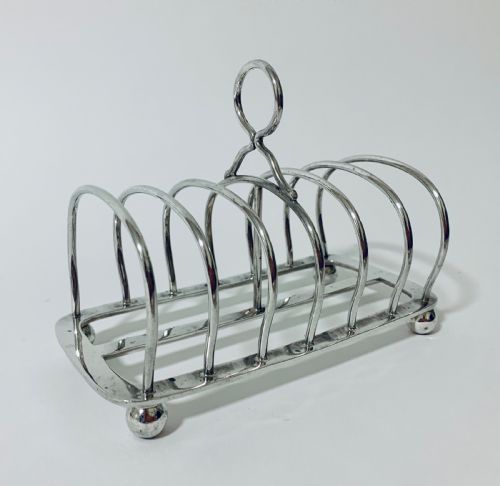 Large Antique Six Division Solid Silver Toast Rack