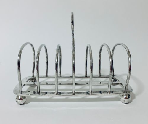 fig 1. Large Antique Six Division Solid Silver Toast Rack