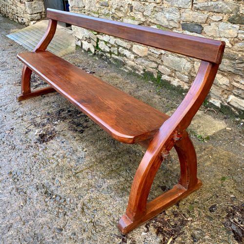 fig 2. Antique Pitch Pine Gothic Style Church Pew Bench