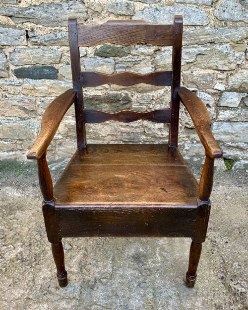 Antique Welsh Oak and Elm Ladderback Chair