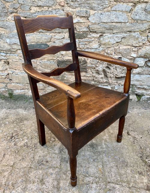 fig 1. Antique Welsh Oak and Elm Ladderback Chair