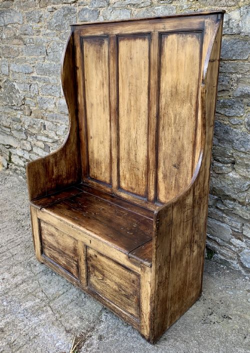 fig 1. Antique Pine Box Settle