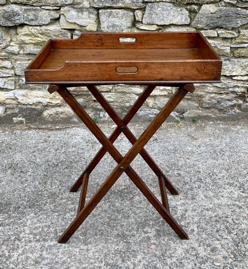 Small Antique Mahogany Butlers Tray on Stand