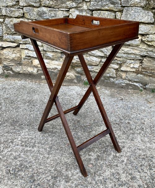 fig 1. Small Antique Mahogany Butlers Tray on Stand