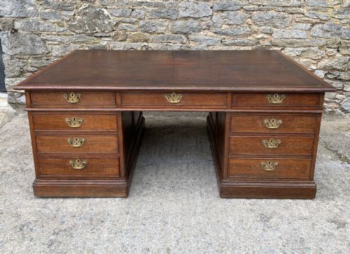 Huge Antique Victorian Oak Partners Desk