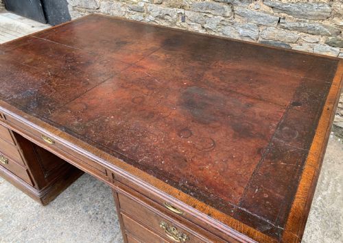 fig 2. Huge Antique Victorian Oak Partners Desk