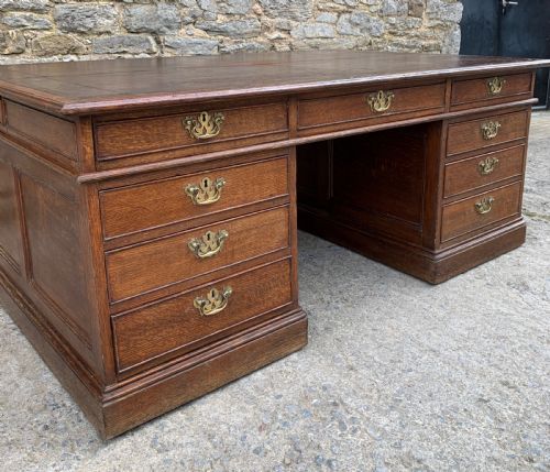 fig 4. Huge Antique Victorian Oak Partners Desk