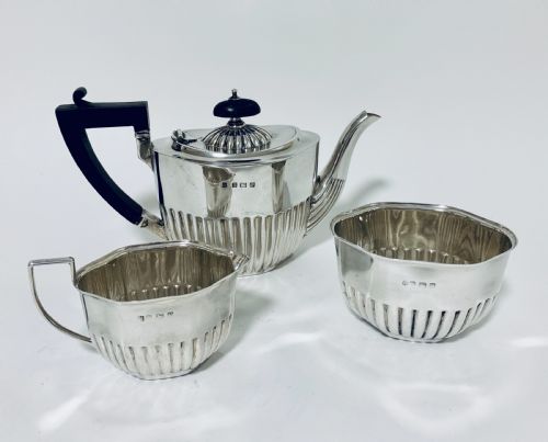 Antique Solid Sterling Silver Bachelors Tea Set Service