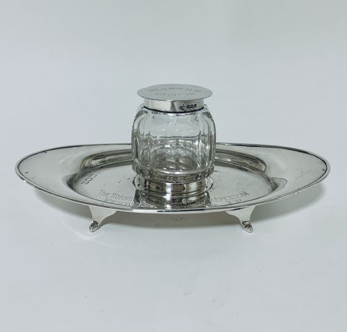 Antique Solid Sterling Silver Desktop Inkwell