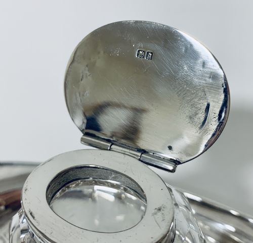 fig 1. Antique Solid Sterling Silver Desktop Inkwell