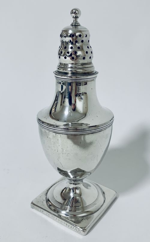 fig 2. Antique Georgian Solid Silver Sugar Shaker Caster