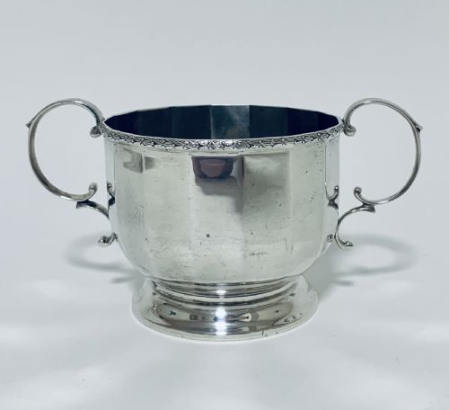 Antique Solid Sterling Silver Twin Handled Bowl Cup
