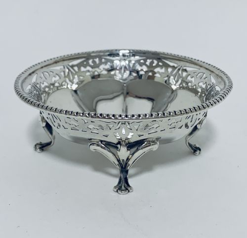 Antique Solid Sterling Silver Pierced Bonbon Dish