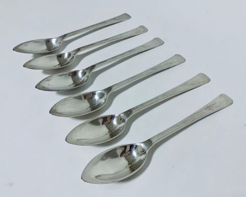 Set of 6 Antique Solid Silver Grapefruit Spoons