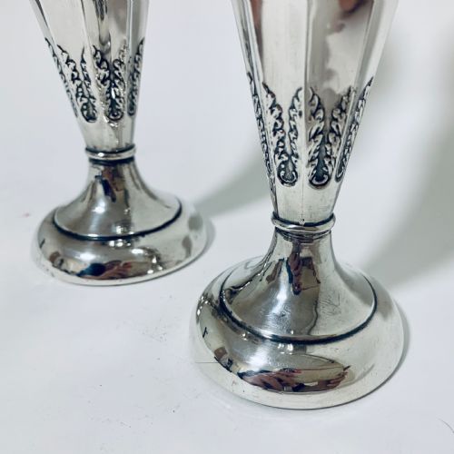 fig 1. Pair of Antique Sterling Silver Trumpet Shaped Vases