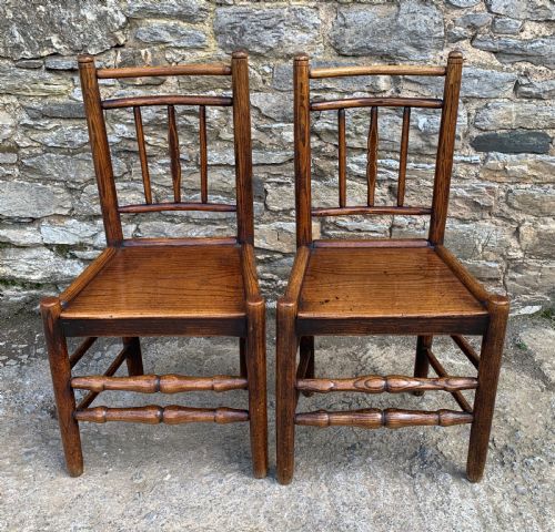 Pair of Antique Elm Country Chairs