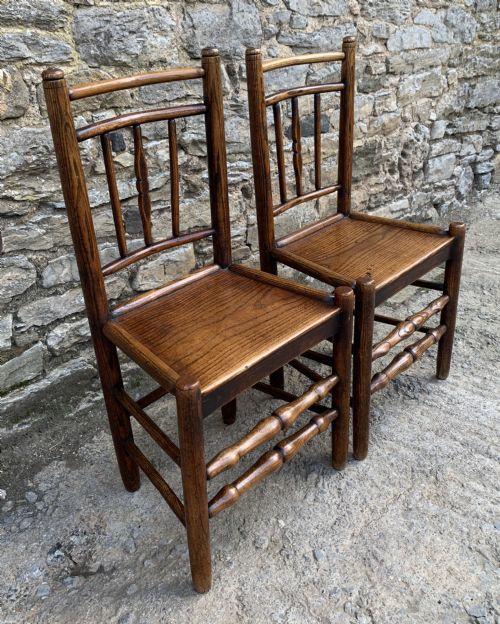 fig 1. Pair of Antique Elm Country Chairs