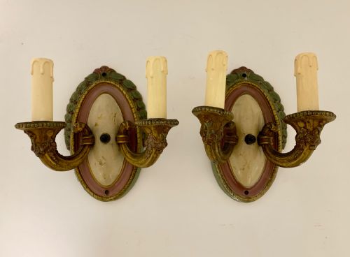 Pair of Antique Toleware Wall Lights