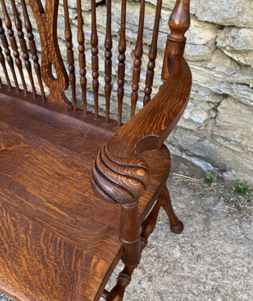 fig 2. Unusual Oak Arts and Crafts Bench