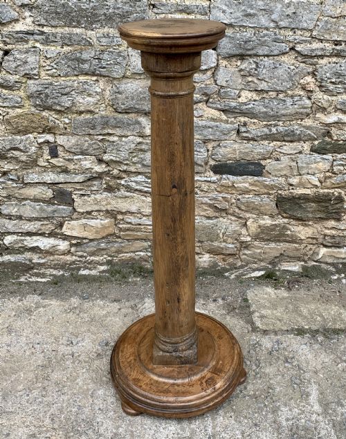 fig 2. Large Antique Oak Torchere Stand