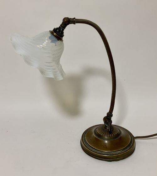 fig 1. Antique Desk Lamp with Vaseline Glass Shade