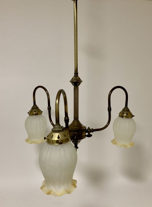 fig 1. Antique Brass 3 Arm Chandelier