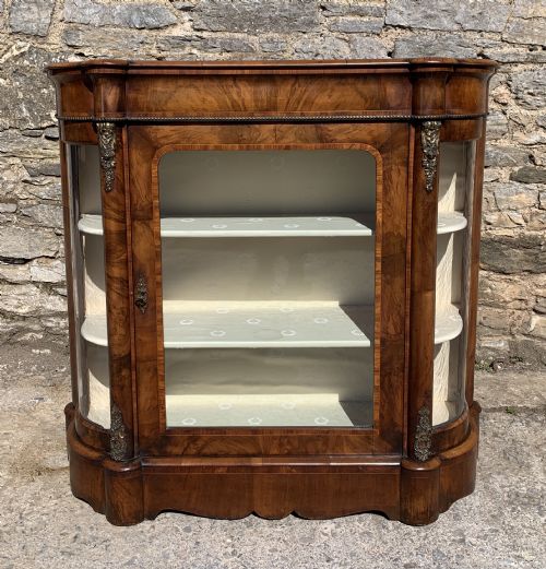 Victorian Walnut Credenza Display Cabinet