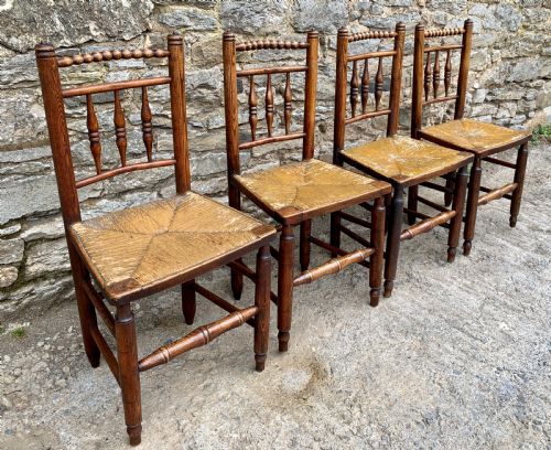 fig 1. Set of 4 Antique Elm Country Chairs