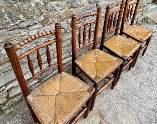 fig 2. Set of 4 Antique Elm Country Chairs