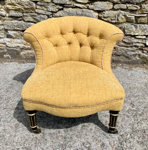 Small Antique Victorian Upholstered Salon Chair
