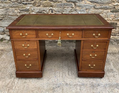 Antique Mahogany Pedestal Writing Desk