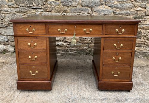 fig 1. Antique Mahogany Pedestal Writing Desk