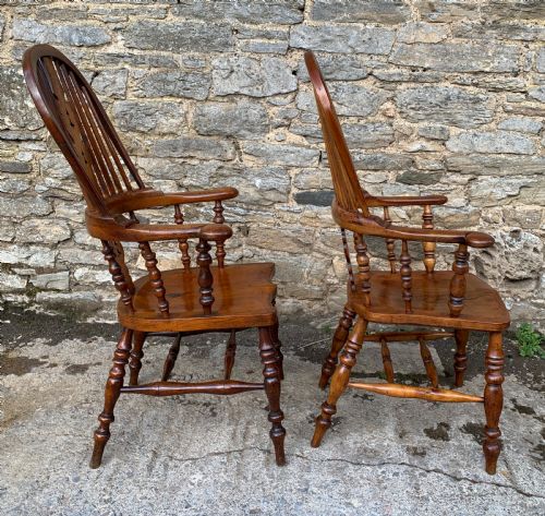 fig 2. Pair of Antique Broad Arm Windsor Chairs