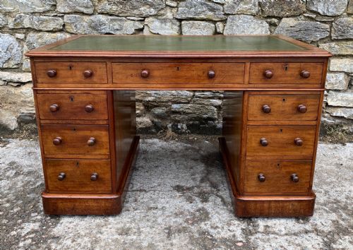 fig 1. Victorian Mahogany Pedestal Writing Desk