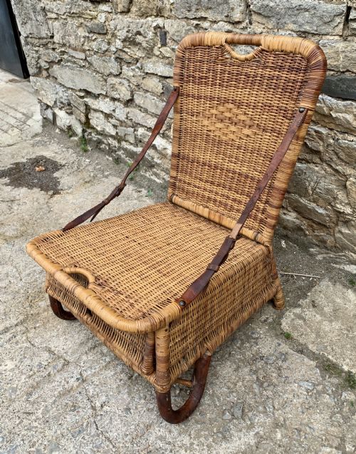 fig 1. Antique Folding Cane Canoe Chair