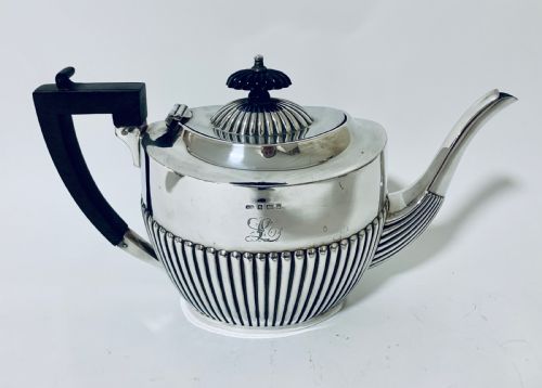 fig 1. Antique Solid Sterling Silver Three Piece Tea Set Service