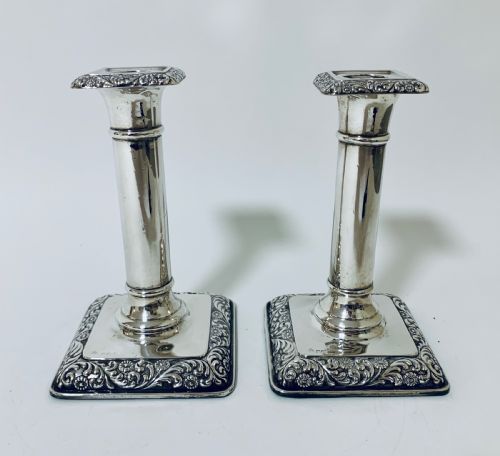 Pair of Antique Sterling Silver Candlesticks