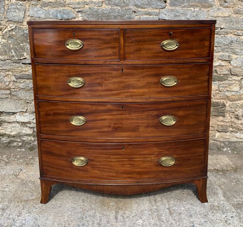 fig 1. Regency Mahogany Bow Front Chest of Drawers