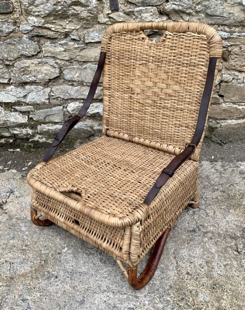 Vintage Wicker Folding Canoe Picnic Chair