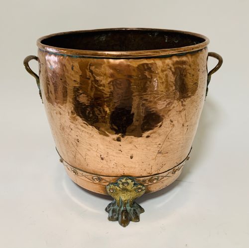 Antique Riveted Copper Coal or Log Bucket