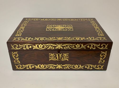 fig 1. William IV Rosewood Brass Inlaid Writing Slope Box