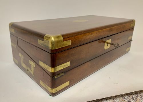 fig 1. Antique Mahogany Brass Bound Campaign Writing Slope