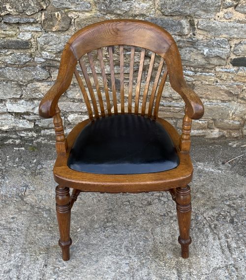 Antique Oak Captains Desk Chair