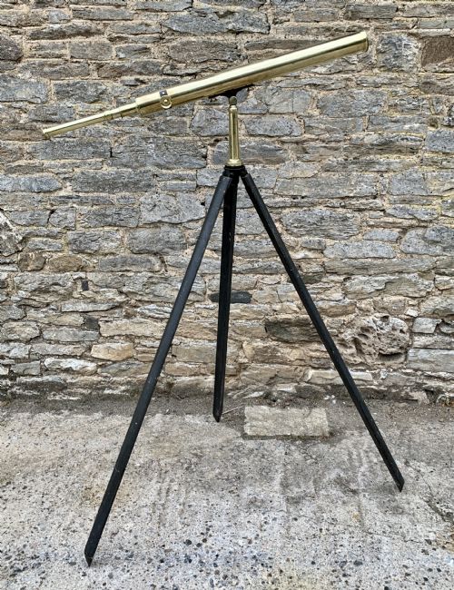 Antique Broadhurst Clarkson & Co Brass Telescope on Tripod