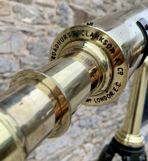 fig 3. Antique Broadhurst Clarkson & Co Brass Telescope on Tripod