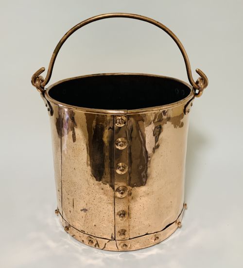 Antique Riveted Copper Bucket