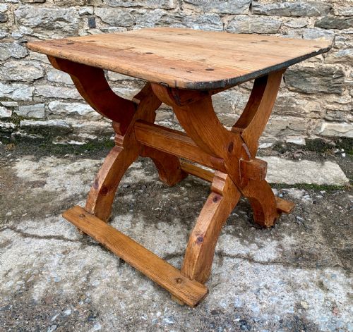 Antique Swedish Pine X-frame Trestle Table
