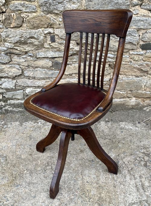 fig 1. Antique Oak Swivel Desk Chair